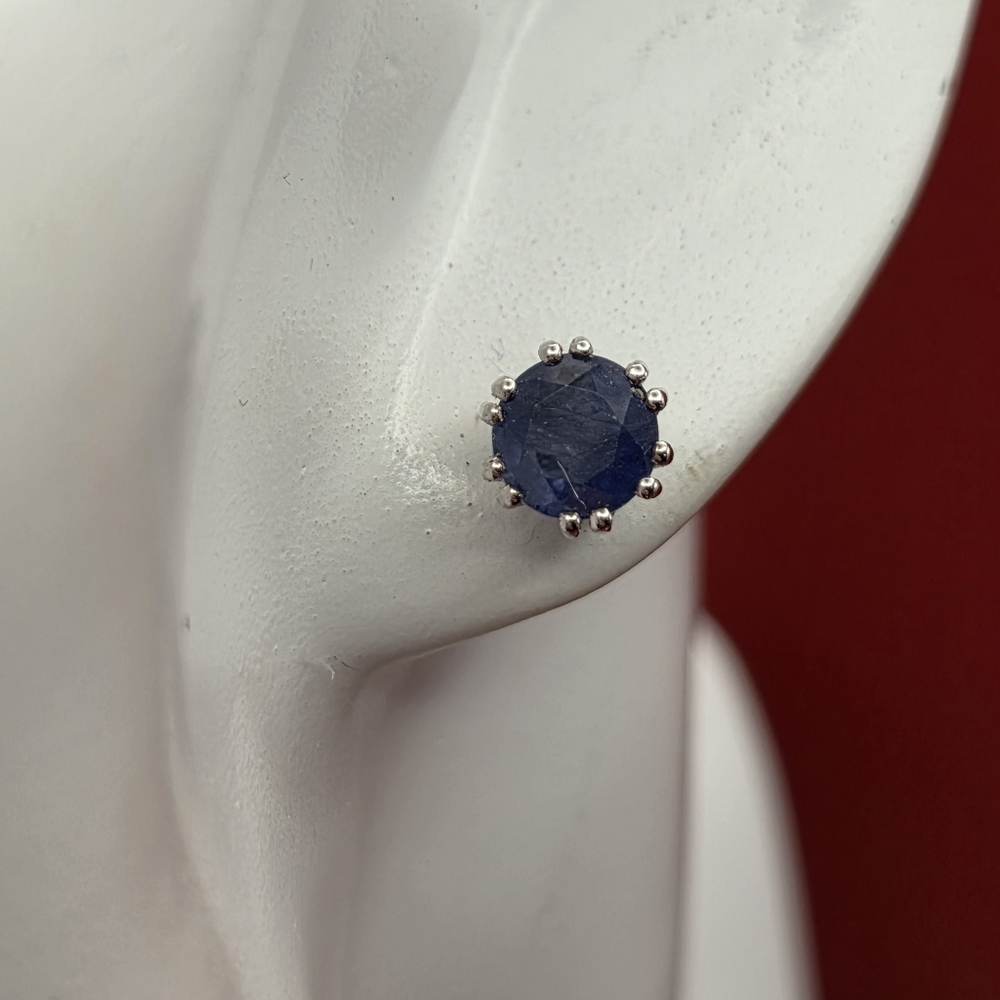Sterling Silver Blue Sapphire Stud Earrings